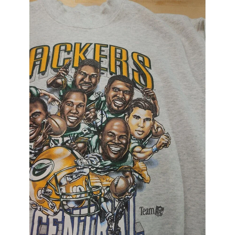 Vtg 1995 Green Bay Packers Sweatshirt XL Fruit of the Loom NFC Caricature 90s